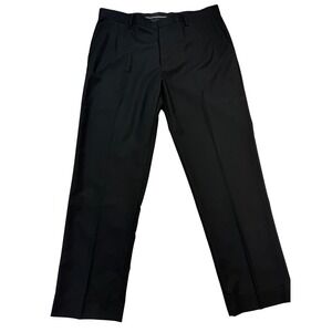 Vittorino Dress Pants Mens 40x32 Black Excellent Flat Front Poly Rayon Trousers